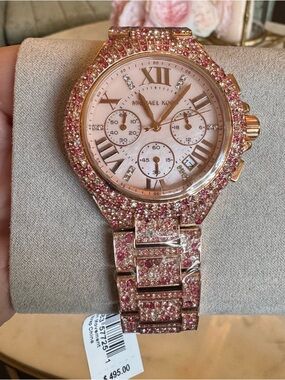 Michael Kors Rose Gold-Tone Watch with Pink Crystals
